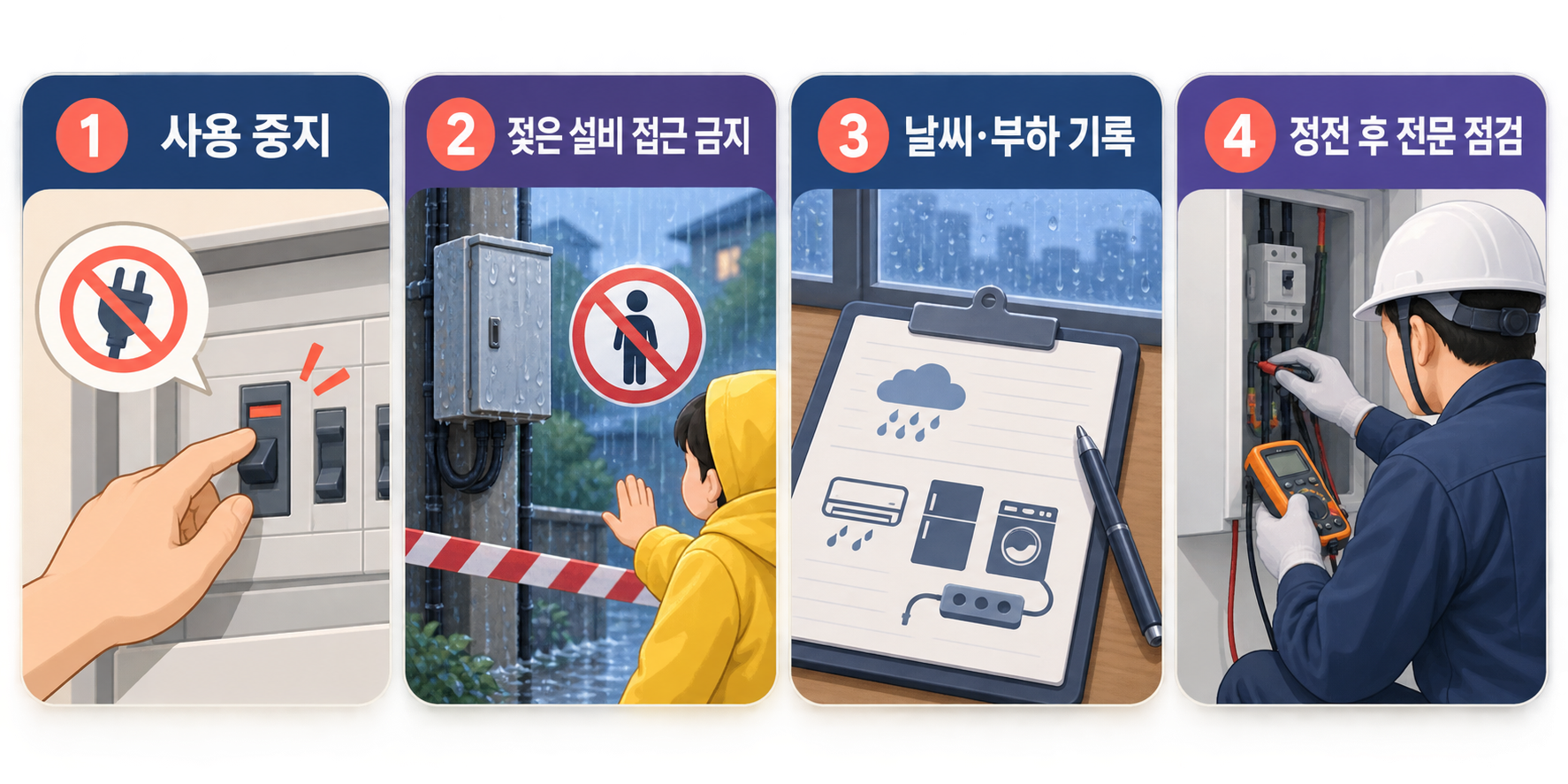 비 오는 날 누전차단기 반복 동작 시 사용 중지부터 전문 점검까지 네 단계 대응 순서